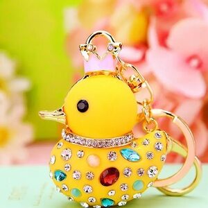 Yellow Duck bag charm with Rhinestones